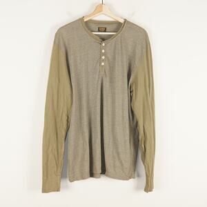 Civilianaire Long Sleeve Green Cotton Blend Henley Mens Sz L